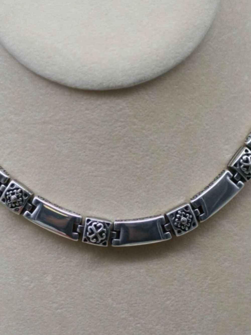 BRIGHTON Retired TRIBECA SILVER Bar LINK NECKLACE 19 in Choker Collar 2571 - Picture 6 of 6